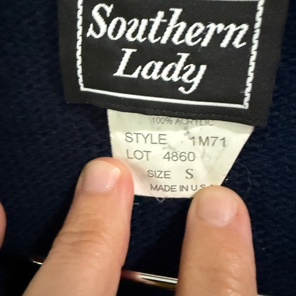 Southern Lady Festive Navy Red Green Holiday Christmas Tree Holly Nordic Vest - Picture 2 of 4